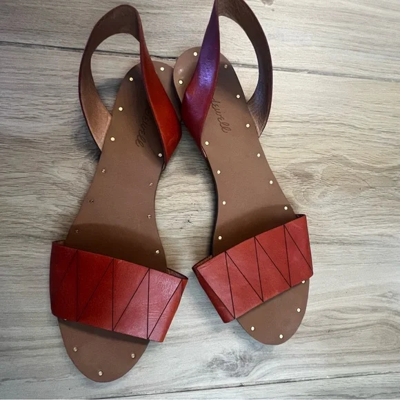 Madewell Dusty Red Leather Slingback Sandals - Picture 1 of 5